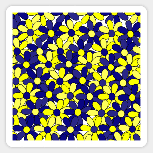 Down Syndrome Blue and Yellow Flower Pattern Sticker